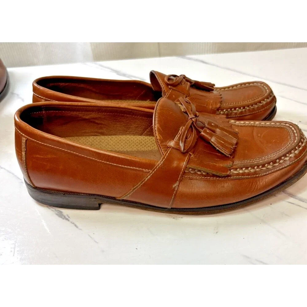 Johnston and Murphy 20-1860 Mens 10M Brown Leather tassels